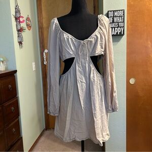 Wild Fable beige long sleeve mini dress with side cutouts size XXL boho festival